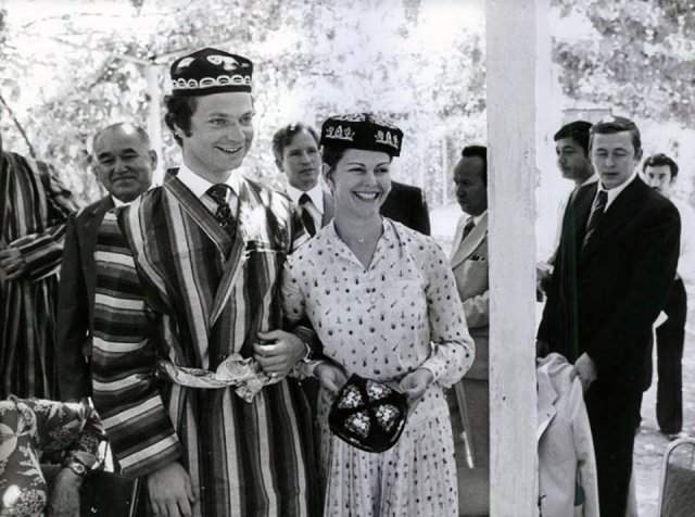 Король Швеции Карл XVI Густав и его жена Сильвия с визитом в колхозе &quot;Ленинизм&quot; под Ташкентом, 1978 год.
