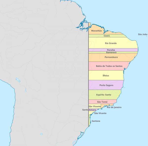 В 1534 году у Бразилии были линейно ровные границы штатов