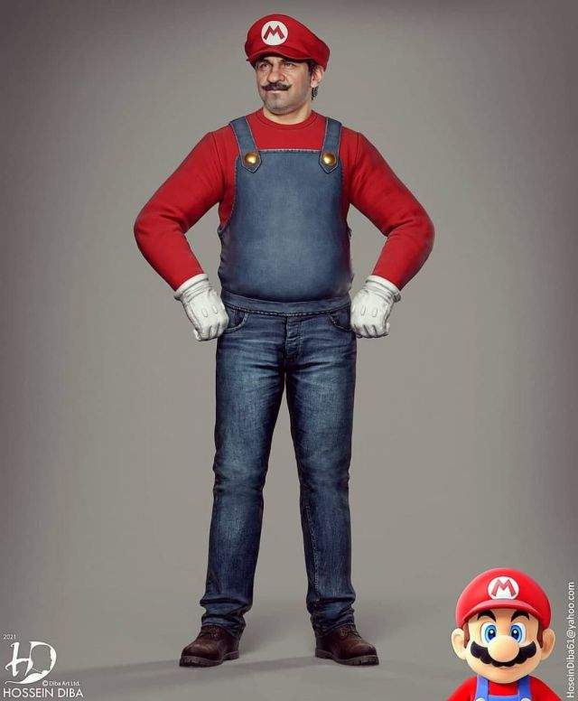 Супер Марио стоит в полный рост