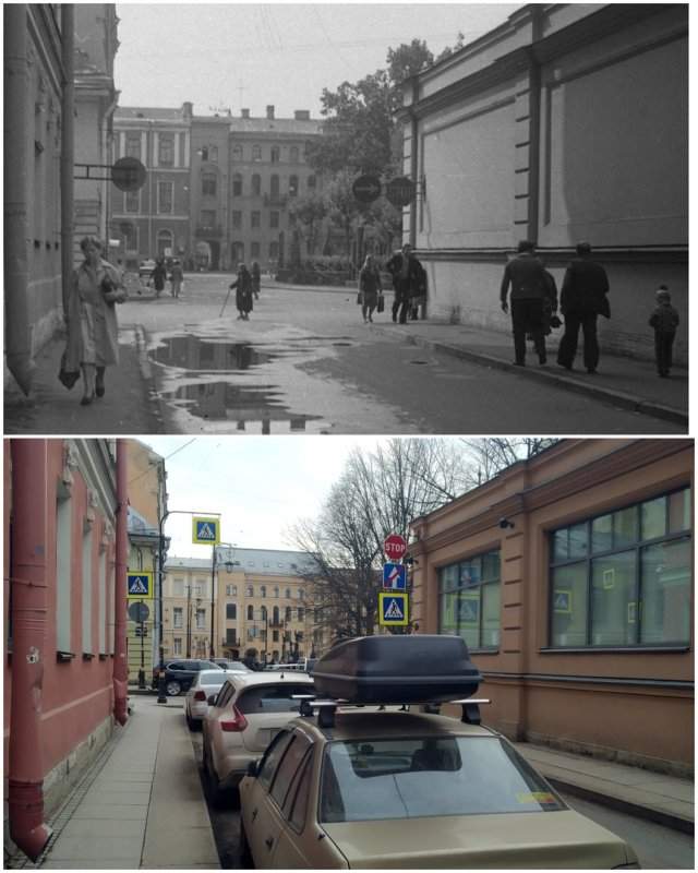 Переулок Радищева1980-е годы и 2021 год