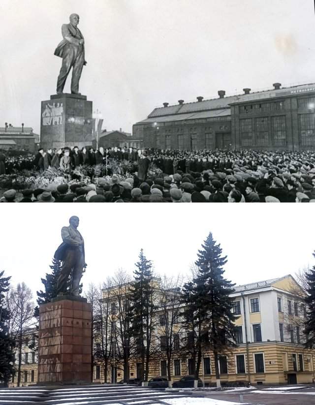 Открытие памятника В.И.Ленину на Кировском заводе. 5.11.1957 г./ 2021 г.
