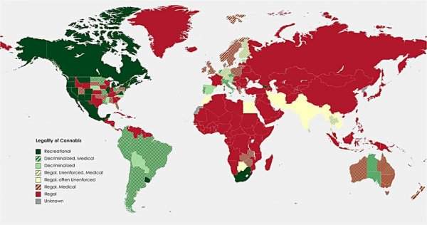 Законный статус каннабиса по всему миру (на 1 июля 2021 года)