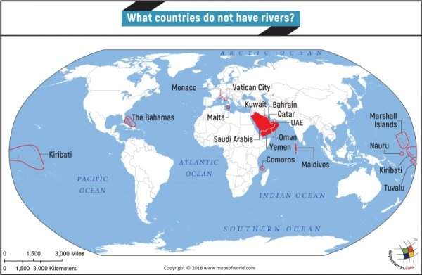 Страны, на территории которых нет рек