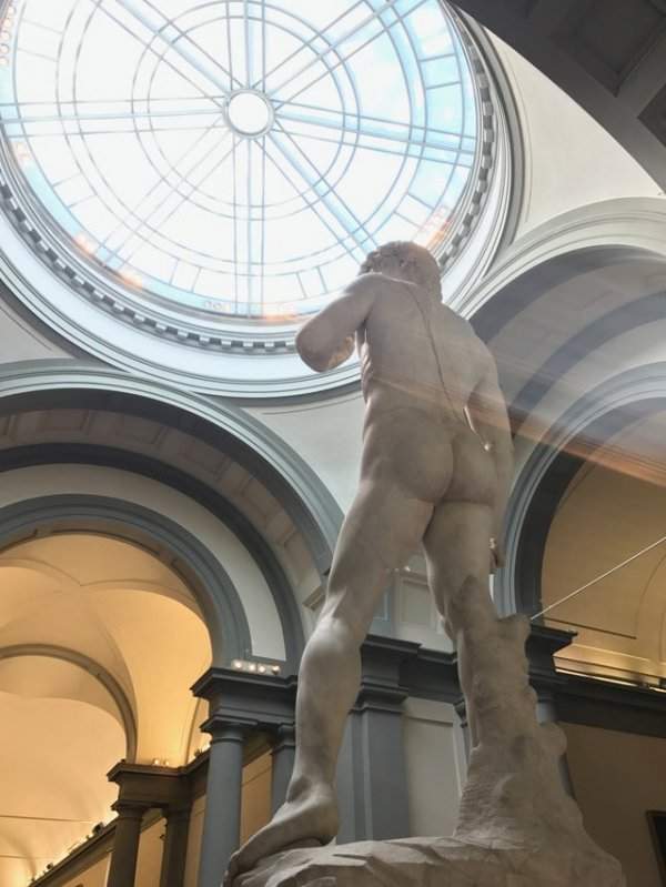 Статуя Давида. Вид сзади и снизу