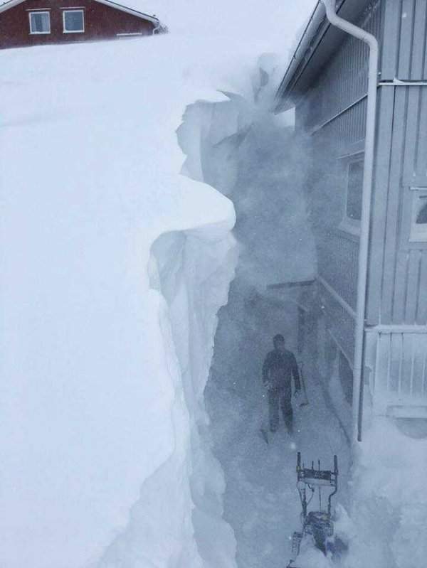 Обычный день на шведском горнолыжном курорте: 4 метра снега