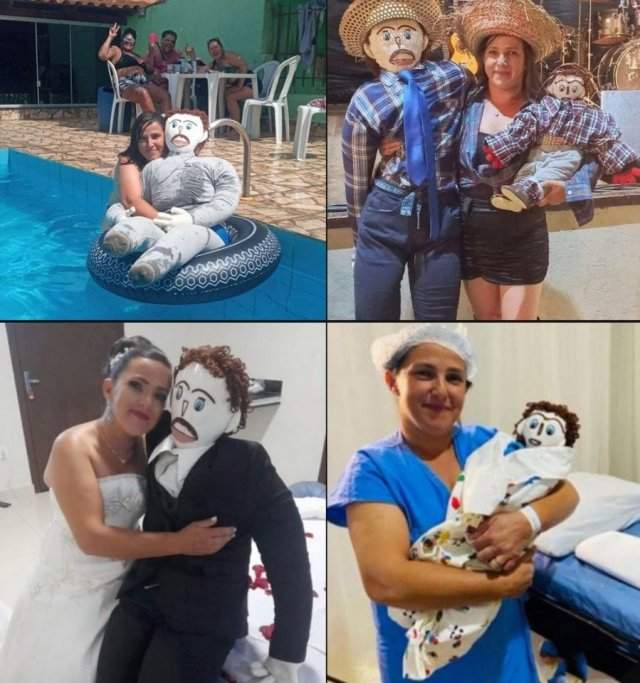 Женщина в Бразилии, вышедшая замуж за тряпичную куклу, ждет второго ребенка