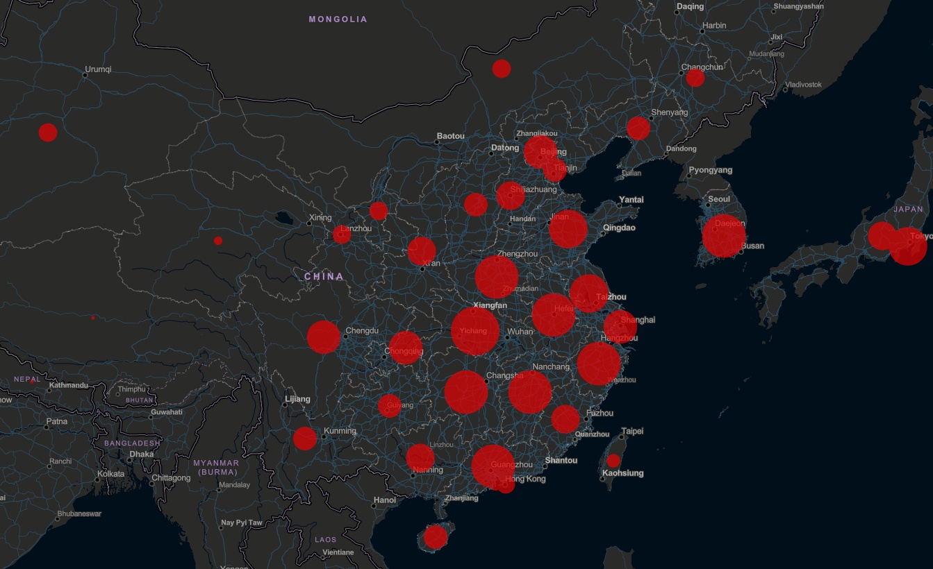Коронавирус на карте Китая