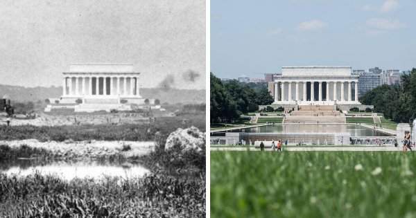 Мемориал Линкольну, Вашингтон: в начале ХХ века и сейчас