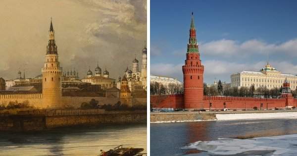 Московский Кремль, 1842 год и сейчас