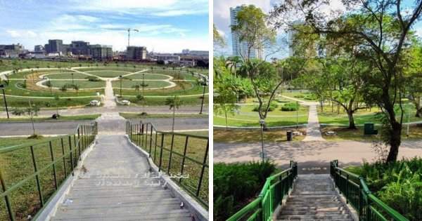 Недавно посаженный парк, и он же 32 года спустя. Парк Бишан, Сингапур