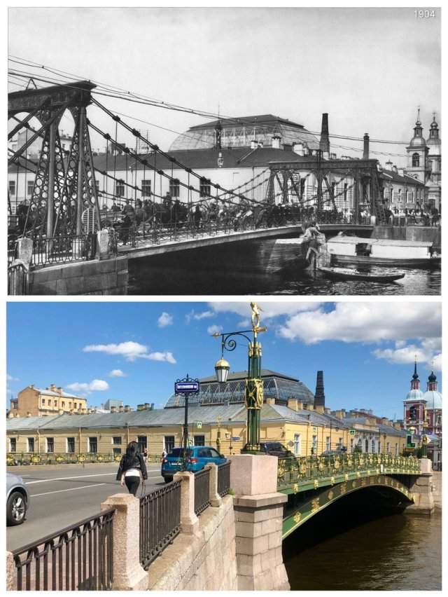 Пантелеймоновский мост.1904 и 2020 год.