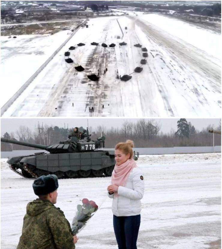 Предложение руки и сердца с танками