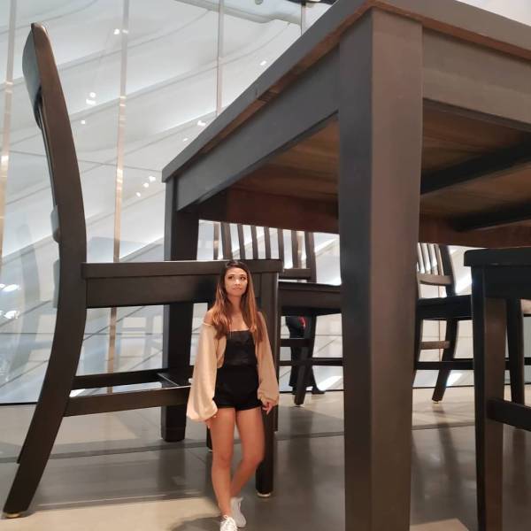 Девушка и огромный стол
