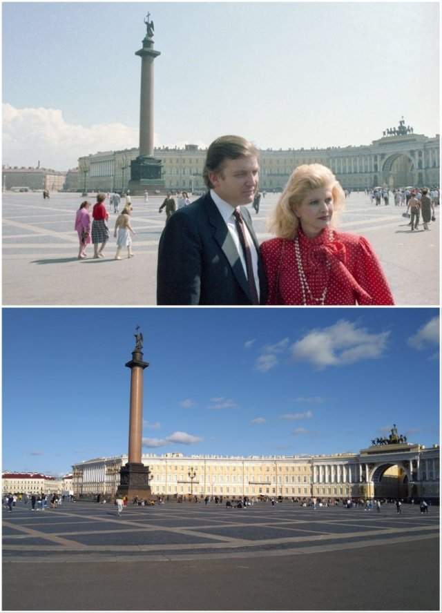 Дворцовая площадьДональд Трамп и его супруга Ивана1987 и 2020 год
