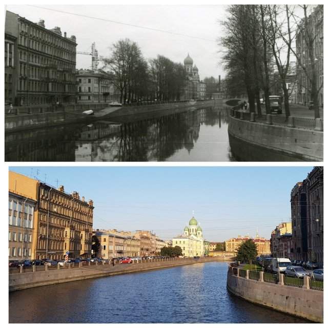 Канал Грибоедова (с Аларчина моста)1989 и 2020