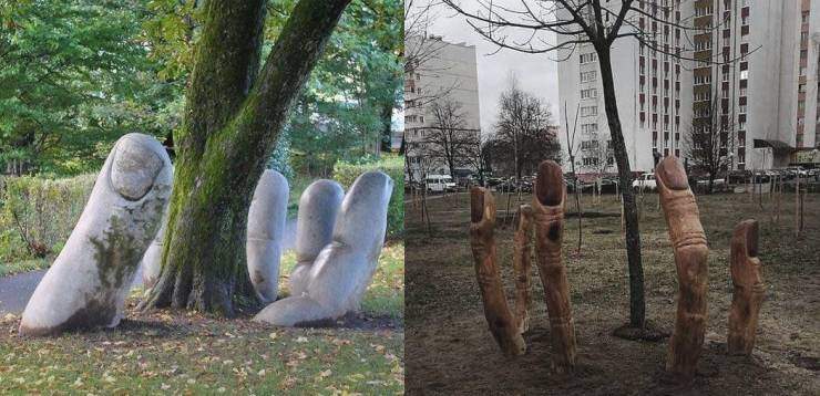 Скульптура у дерева