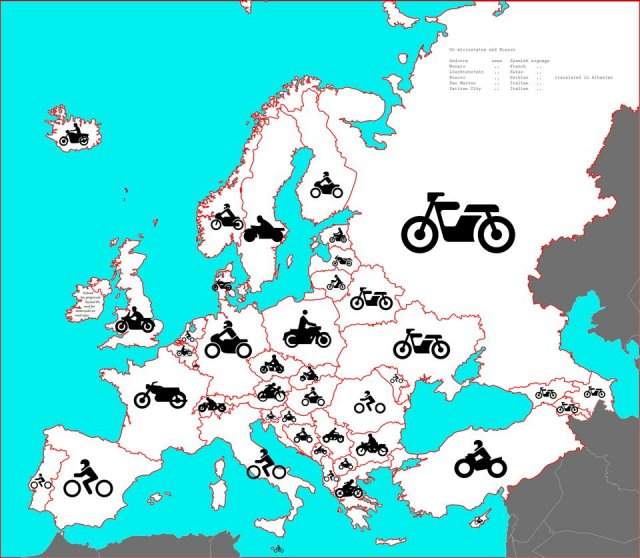 Как выглядит мотоциклист на дорожных знаках в странах Европы