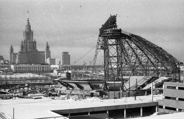 Строительство Большого московского цирка на проспекте Вернадского, 1966 год, Москва