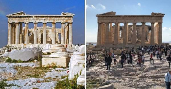 Парфенон, афинский Акрополь, Греция (1978 и 2018 годы)