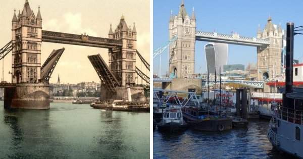 Тауэрский мост, Лондон (1900 и 2019 годы)