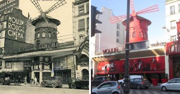 Мулен Руж, Париж, Франция (1900 и 2016 годы)