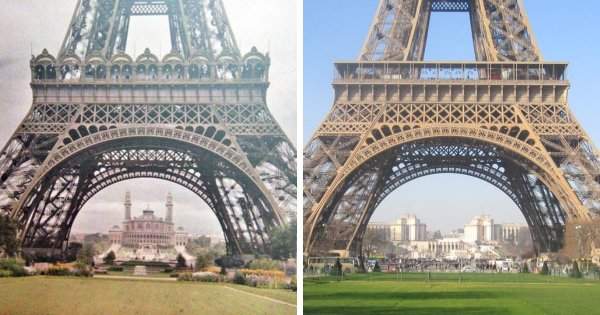 Эйфелева башня и то, что рядом с ней, Париж (1910 и 2016 годы)