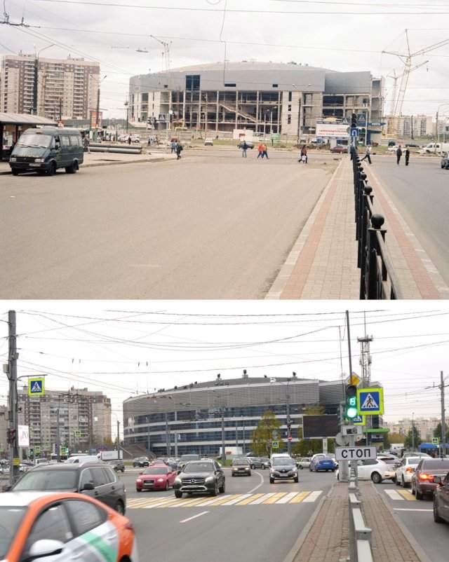 Строительство Ледового дворца1999 и 2020 год.