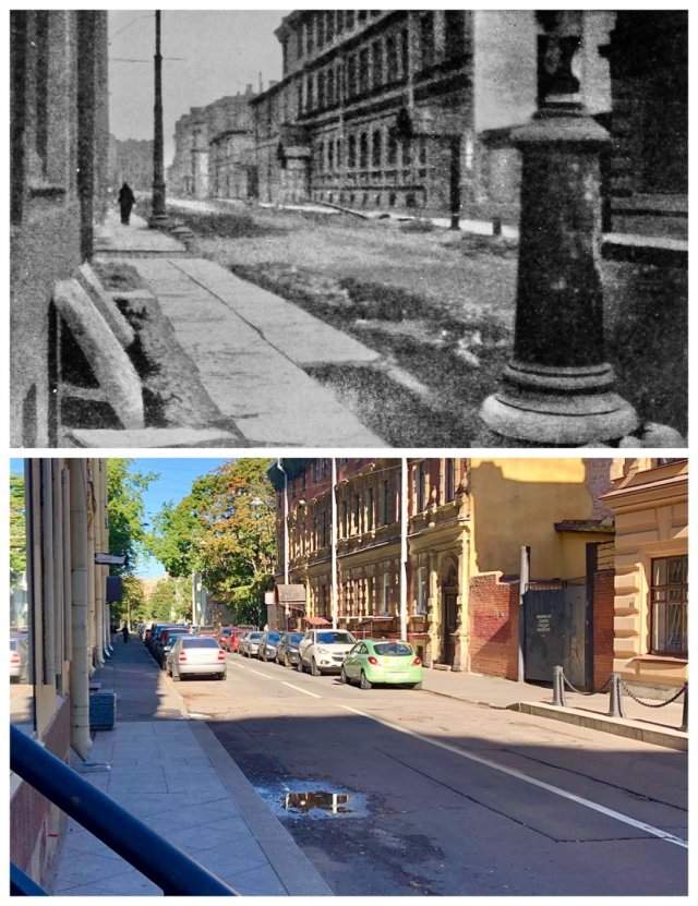 Колпинская улица. Вид от Большого пр. П.С.1921 и 2020 год.