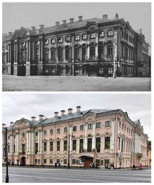 Строгановский дворец.1905 и 2020 год.
