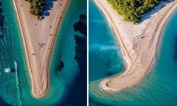 Пляж Златни-Рат в Хорватии, который меняет форму из-за ветра и течения