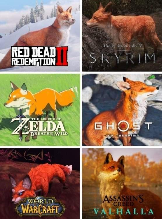 Как выглядят лисицы в разных играх