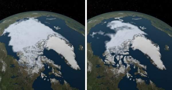 Площадь арктического морского льда достигла рекордно низкого уровня