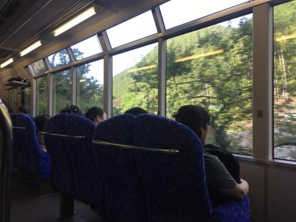 Сидения в японском поезде повёрнуты к окну, чтобы можно было наслаждаться видом