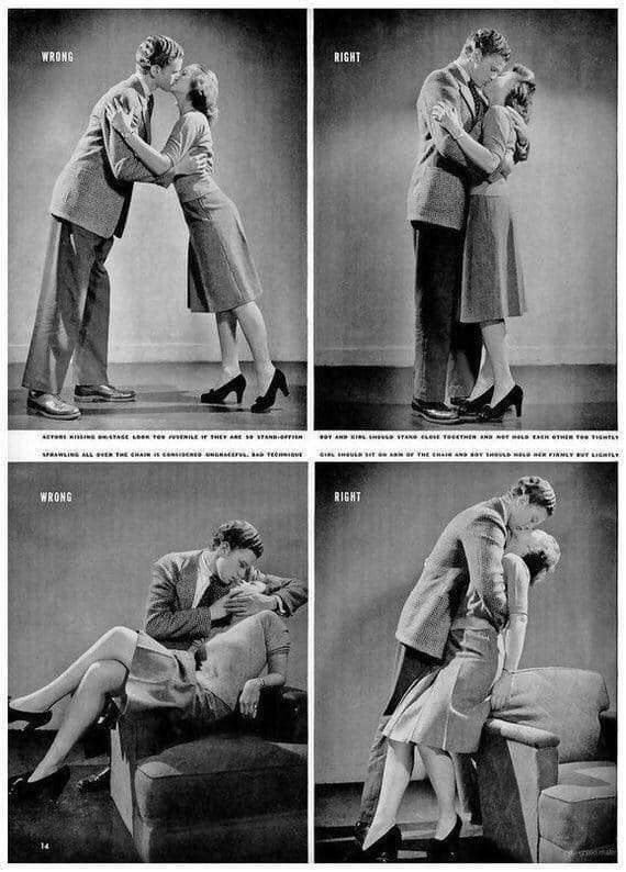 Инструкция от журнала Life «как правильно целоваться», 1942 год