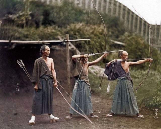 Тренировка японских самураев. 1860 год.