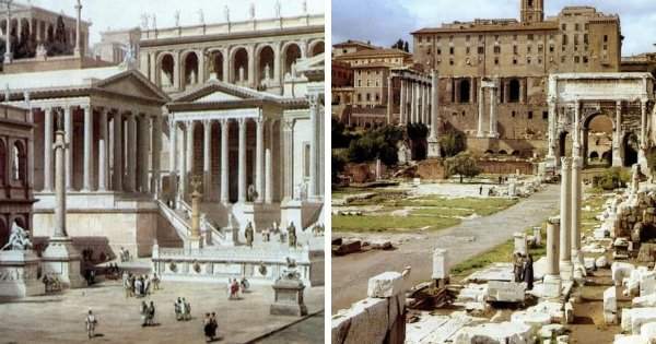 Как Римский форум выглядел раньше и сейчас