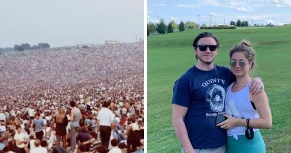 Место проведения фестиваля «Вудсток» в 1969-м и в 2020-м году