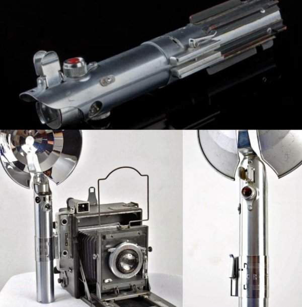 Световой меч Люка Скайуокера из «Звёздных войн» представляет собой рукоятку вспышки от старинной камеры Graflex