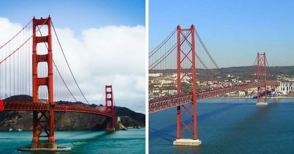 Мост Золотые Ворота (Калифорния, США) и Мост 25 апреля (Португалия)