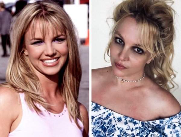 Слева фото Бритни Спирс в 17 лет