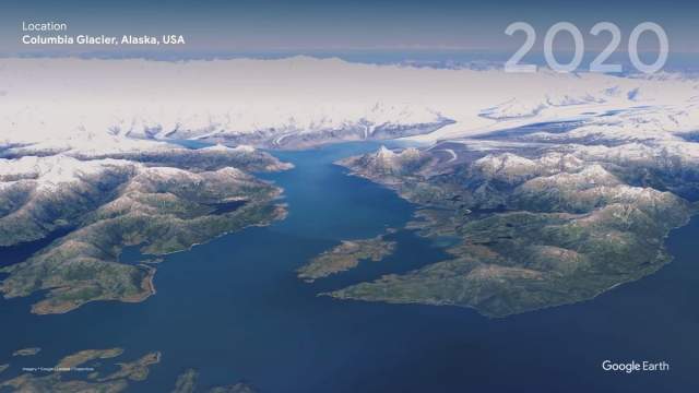 Ледник Колумбия, штат Аляска, США в 2020