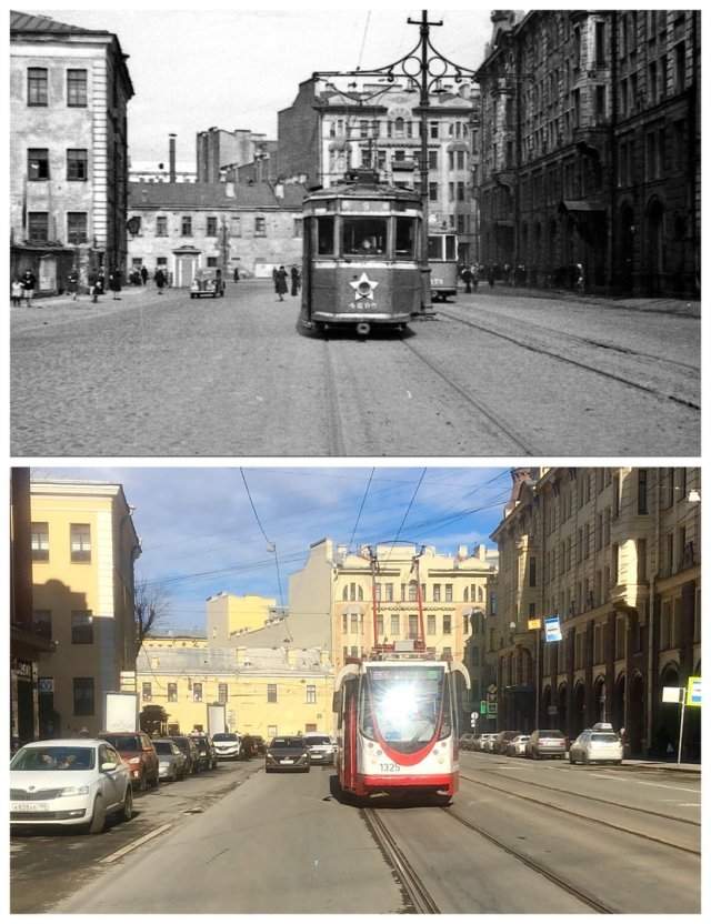 На Звенигородской улице.~1946 и 2021 год.