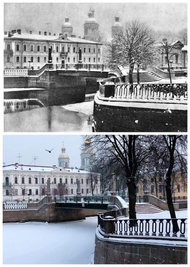 Красногвардейский мост через канал Грибоедова.1970 и 2021 год.