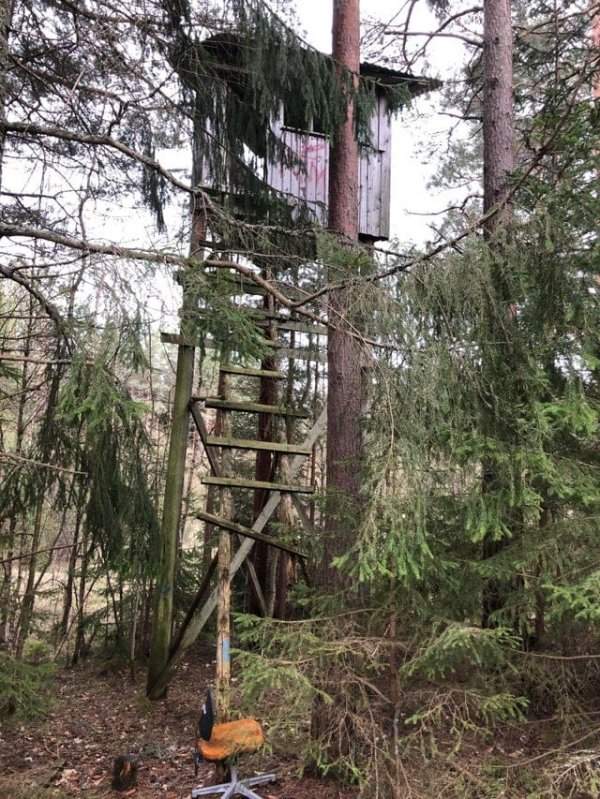 Заброшенная охотничья башня в лесу, Смоланд, Швеция