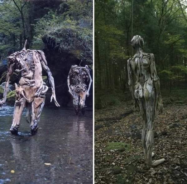 Скульптуры-призраки из коряг