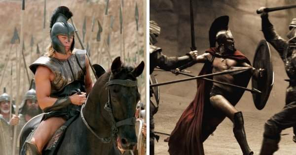 Мечи, копья и щиты из «Трои» появлялись в фильмах «300 спартанцев» и «Александр»