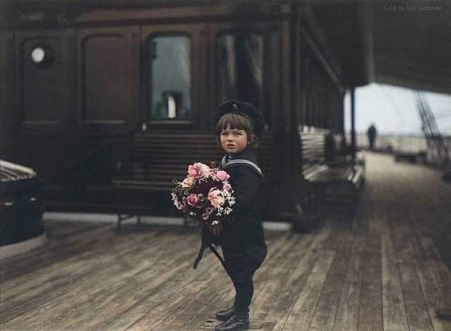 Сын Николая II, царевич Алексей Николаевич на борту Императорской яхты «Полярная звезда», 1907 год.