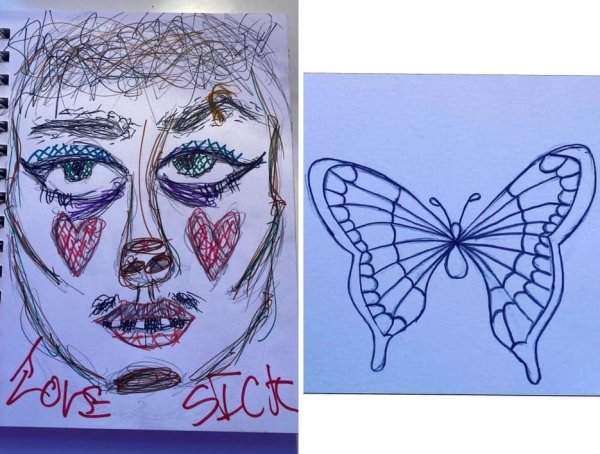 Мои рисунки до и после начала лечения СДВГ (синдром дефицита внимания и гиперактивности)