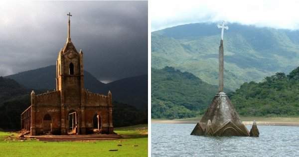 Церковь в Венесуэле то оказывается затоплена при наводнении, то снова появляется во время засухи