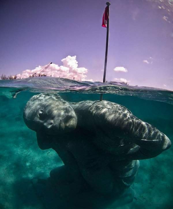 Пугающая подводная статуя, расположенная неподалёку от Багамских островов